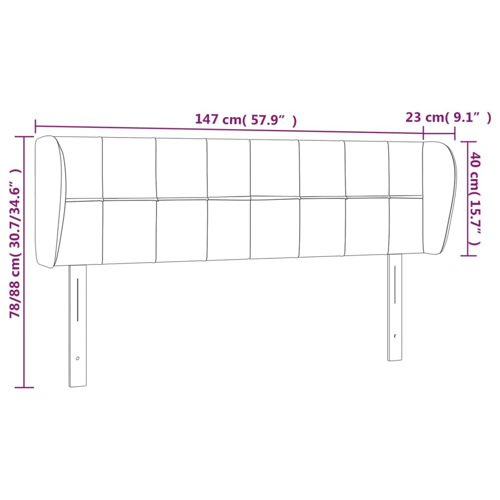 Tête de lit avec oreilles Gris clair 147x23x78/88 cm Tissu