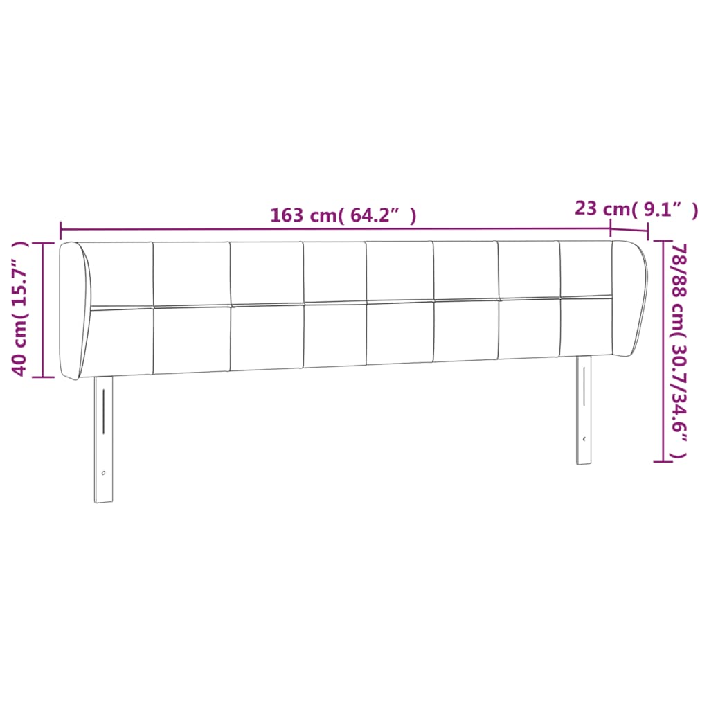 Tête de lit avec oreilles Gris foncé 163x23x78/88 cm Tissu