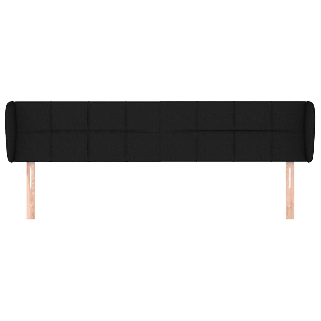 Tête de lit avec oreilles Noir 163x23x78/88 cm Tissu