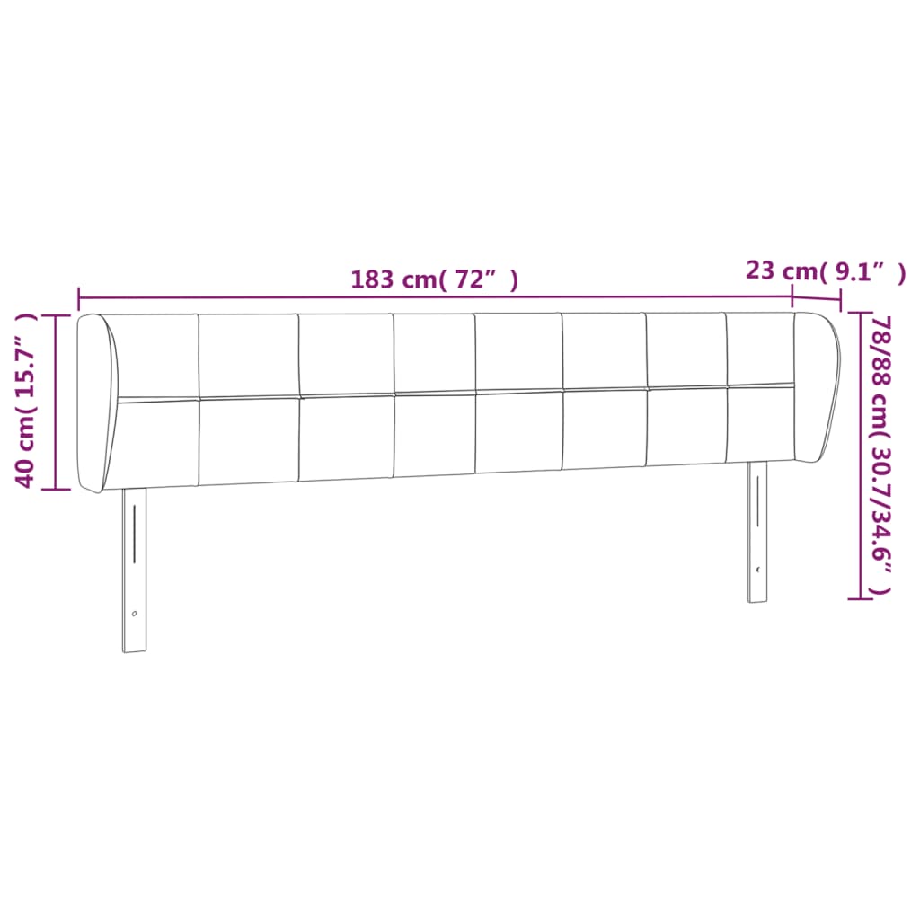 Tête de lit avec oreilles Taupe 183x23x78/88 cm Tissu