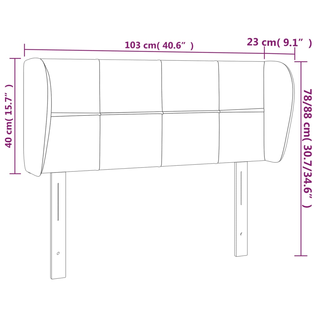 Tête de lit avec oreilles Gris foncé 103x23x78/88 cm Velours