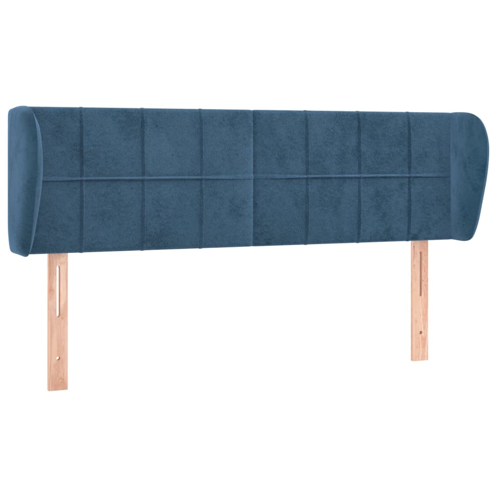 Tête de lit avec oreilles Bleu foncé 147x23x78/88 cm Velours