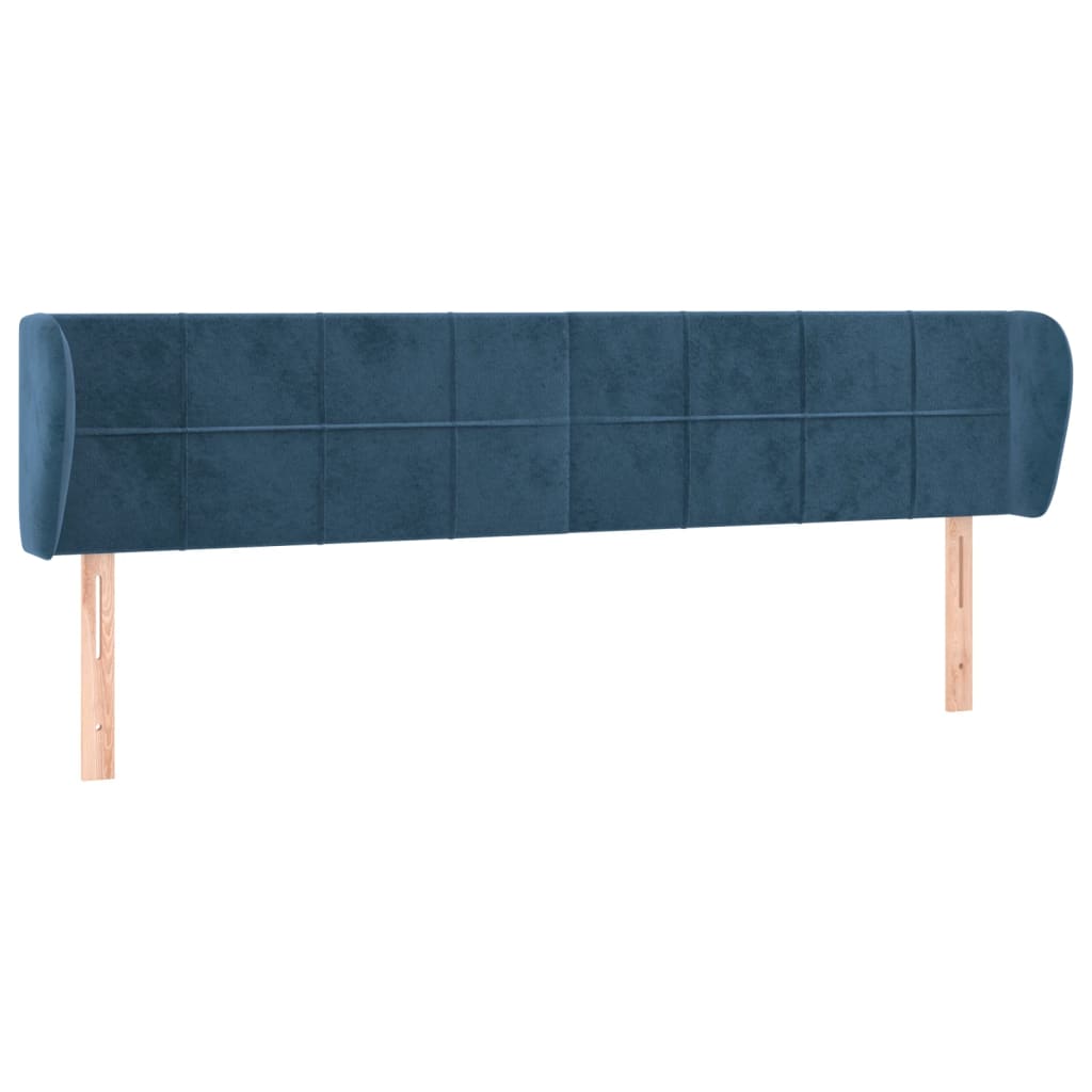 Tête de lit avec oreilles Bleu foncé 163x23x78/88 cm Velours