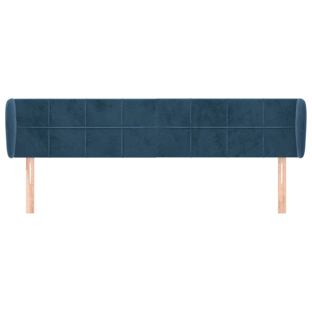 Tête de lit avec oreilles Bleu foncé 163x23x78/88 cm Velours