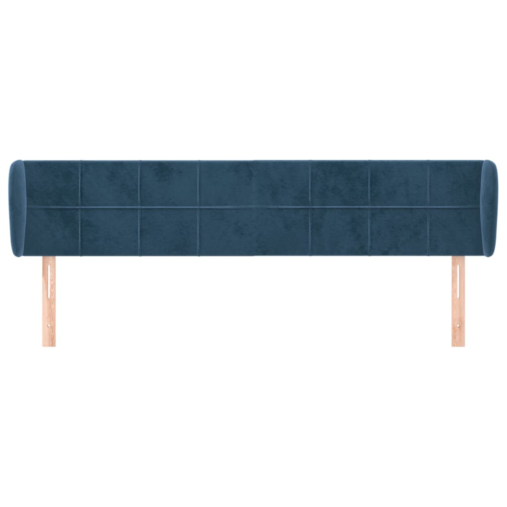 Tête de lit avec oreilles Bleu foncé 203x23x78/88 cm Velours