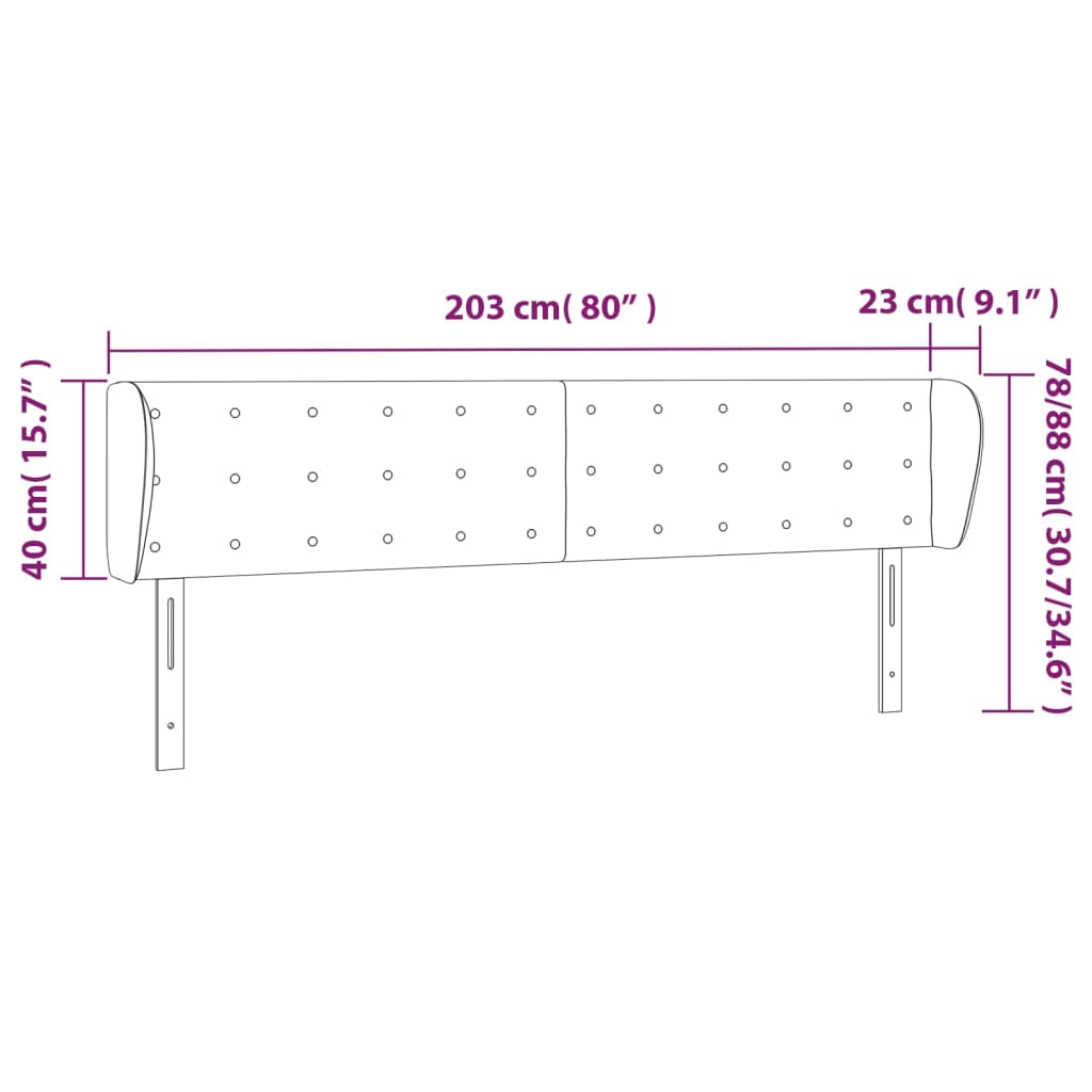 Tête de lit avec oreilles Blanc 203x23x78/88 cm Similicuir