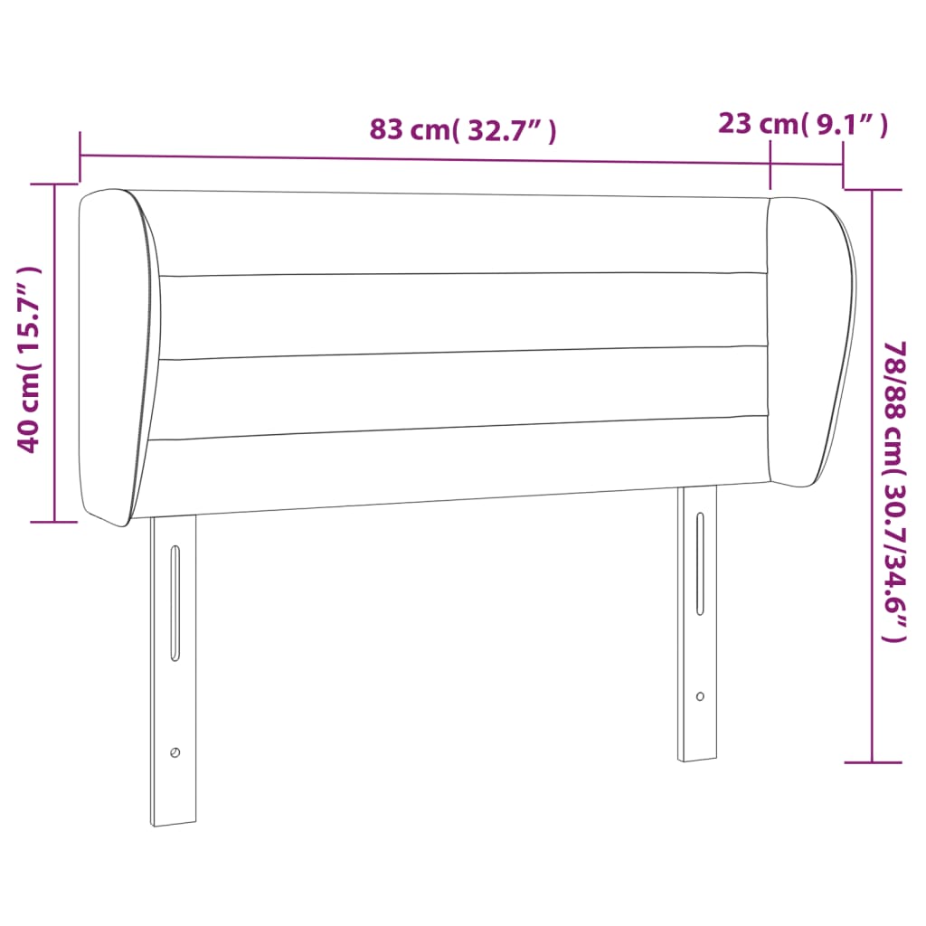 Tête de lit avec oreilles Marron Foncé 83x23x78/88 cm Tissu