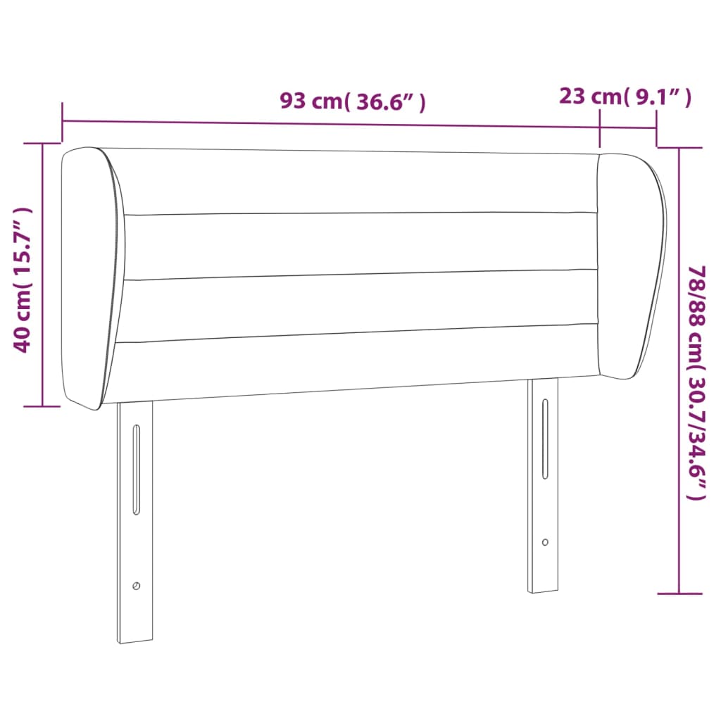 Tête de lit avec oreilles Gris foncé 93x23x78/88 cm Tissu