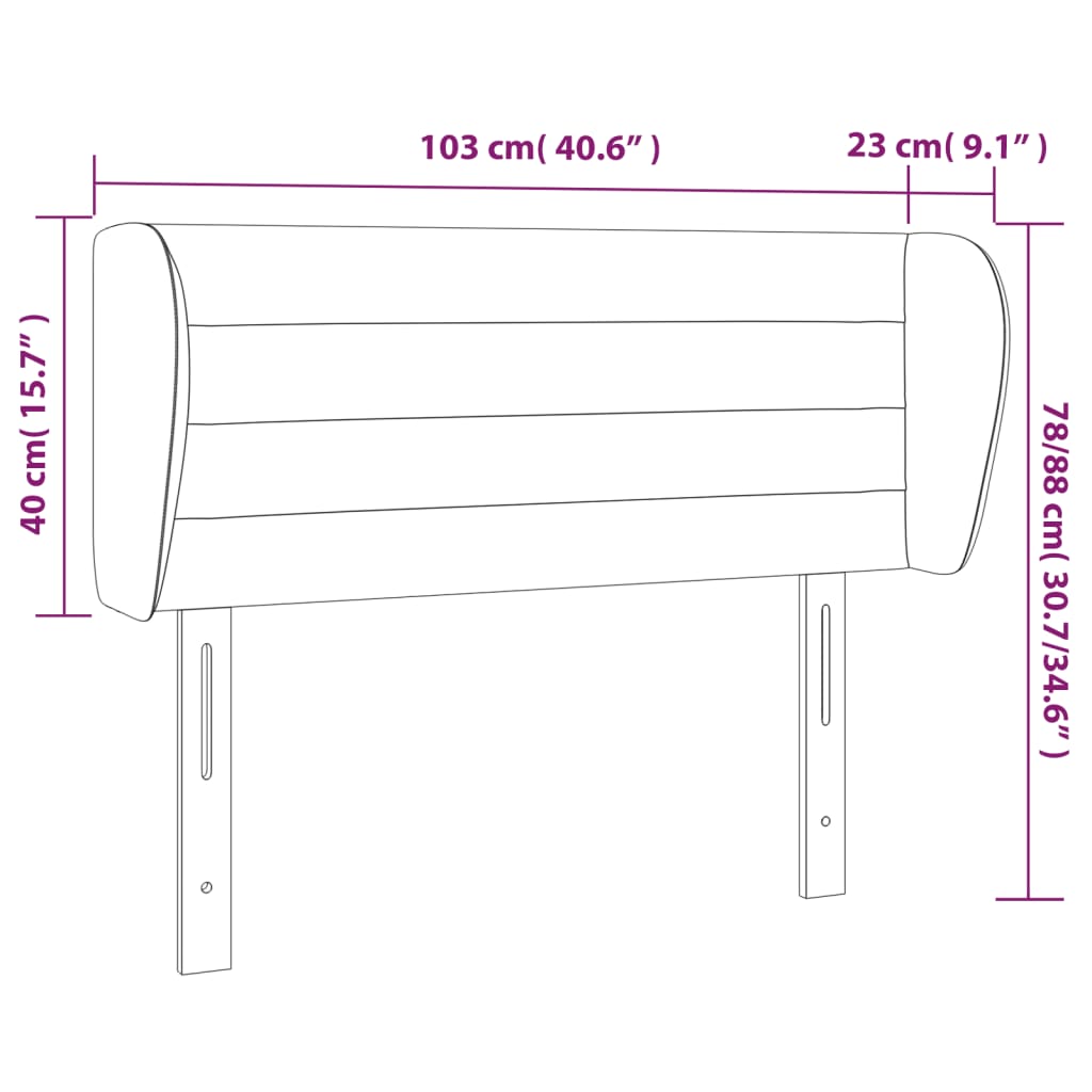 Tête de lit avec oreilles Gris clair 103x23x78/88 cm Tissu