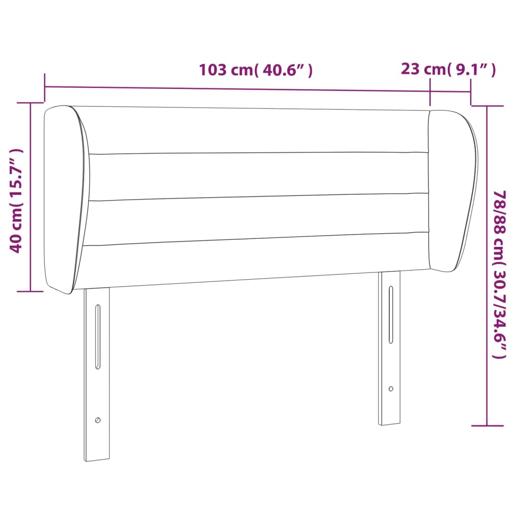 Tête de lit avec oreilles Gris foncé 103x23x78/88 cm Tissu