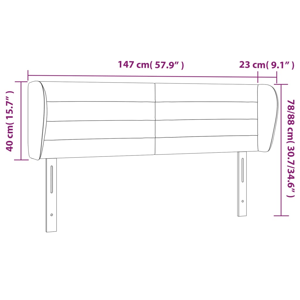 Tête de lit avec oreilles Gris clair 147x23x78/88 cm Tissu