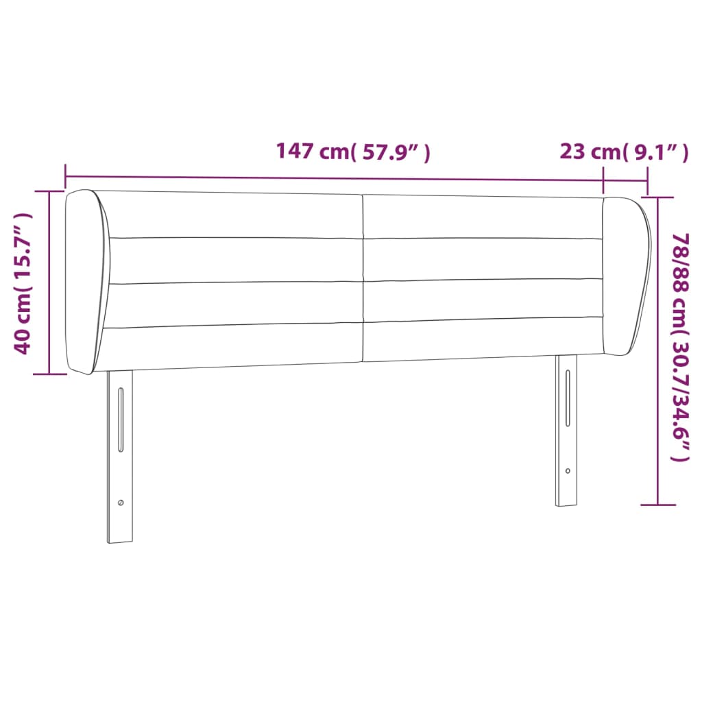 Tête de lit avec oreilles Crème 147x23x78/88 cm Tissu