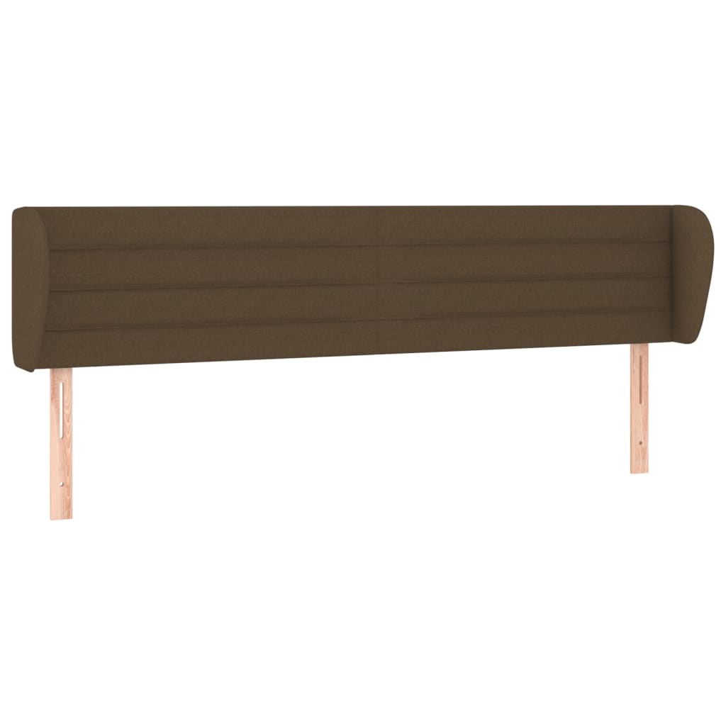 Tête de lit avec oreilles Marron foncé 163x23x78/88 cm Tissu