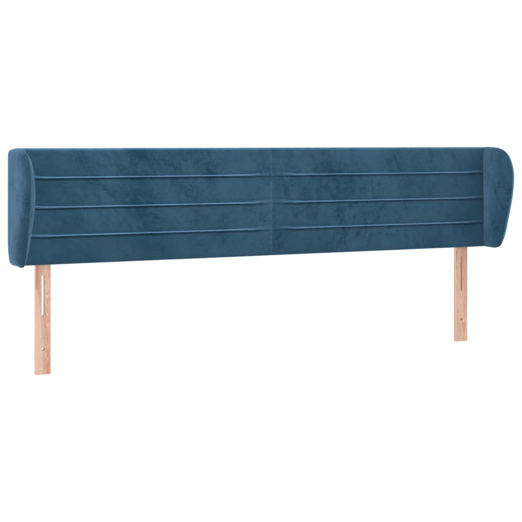 Tête de lit avec oreilles Bleu foncé 163x23x78/88 cm Velours