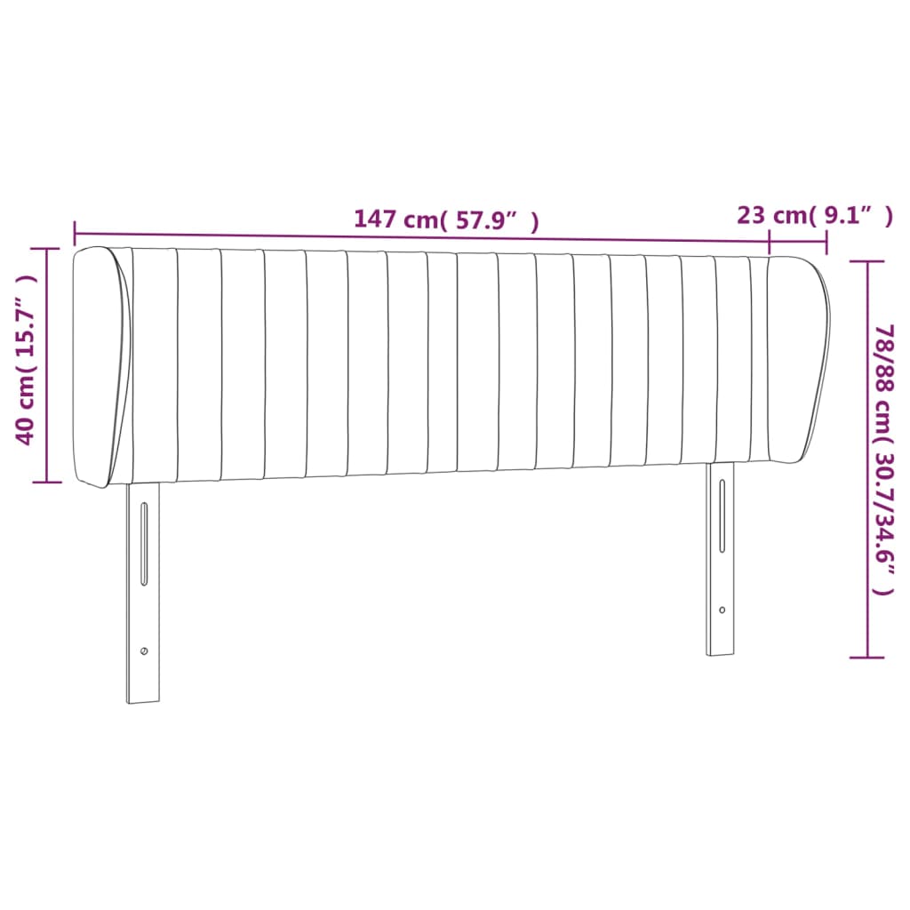 Tête de lit avec oreilles Gris clair 147x23x78/88 cm Tissu