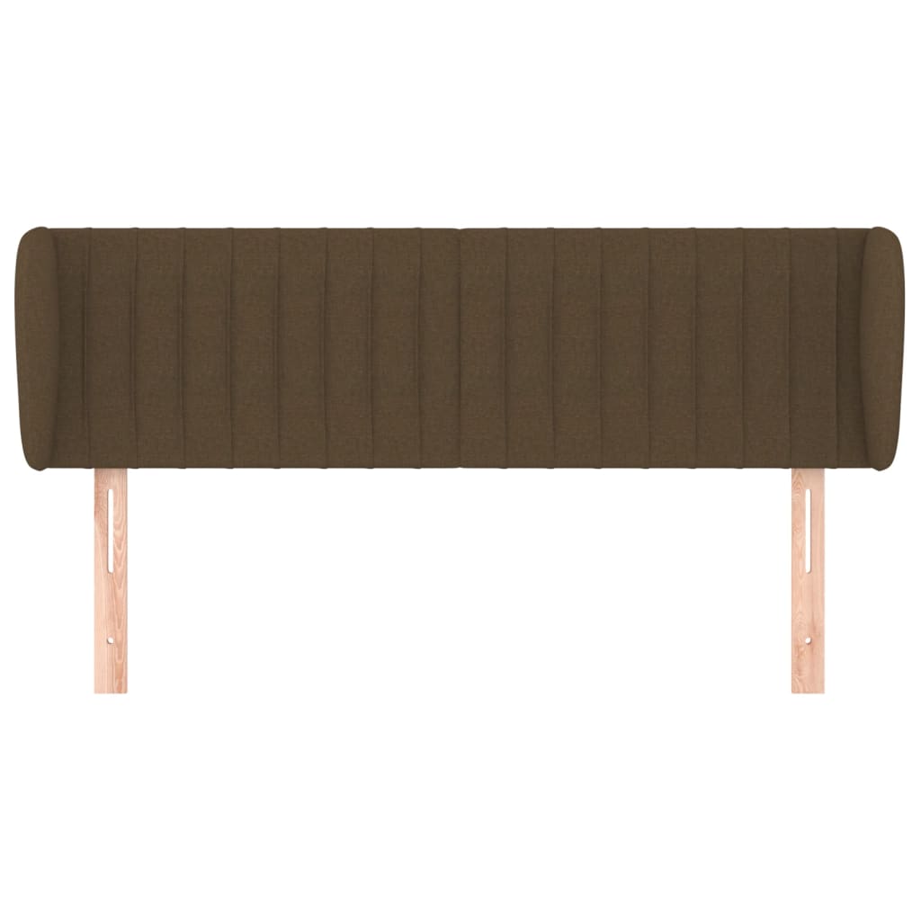 Tête de lit avec oreilles Marron foncé 147x23x78/88 cm Tissu