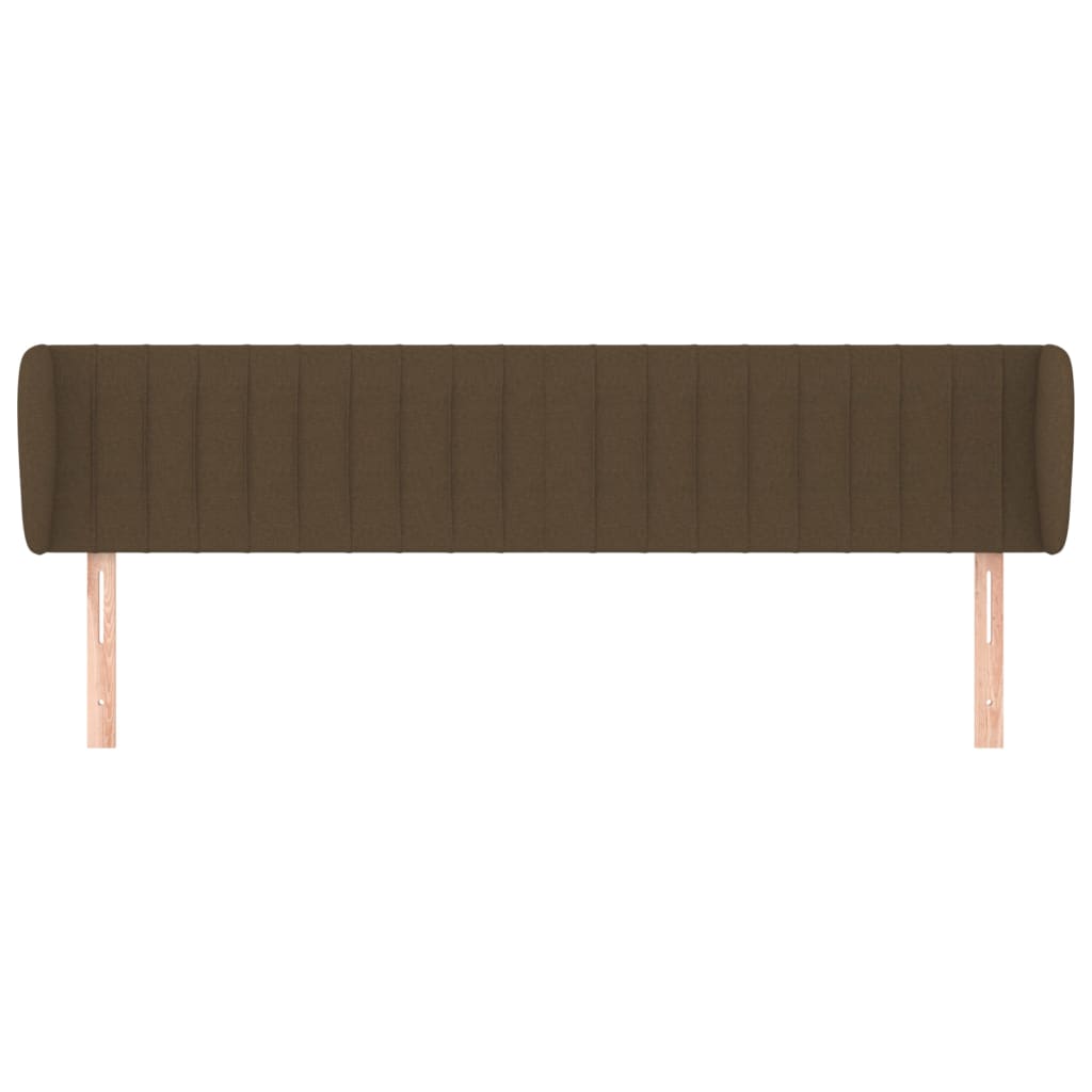 Tête de lit avec oreilles Marron foncé 203x23x78/88 cm Tissu