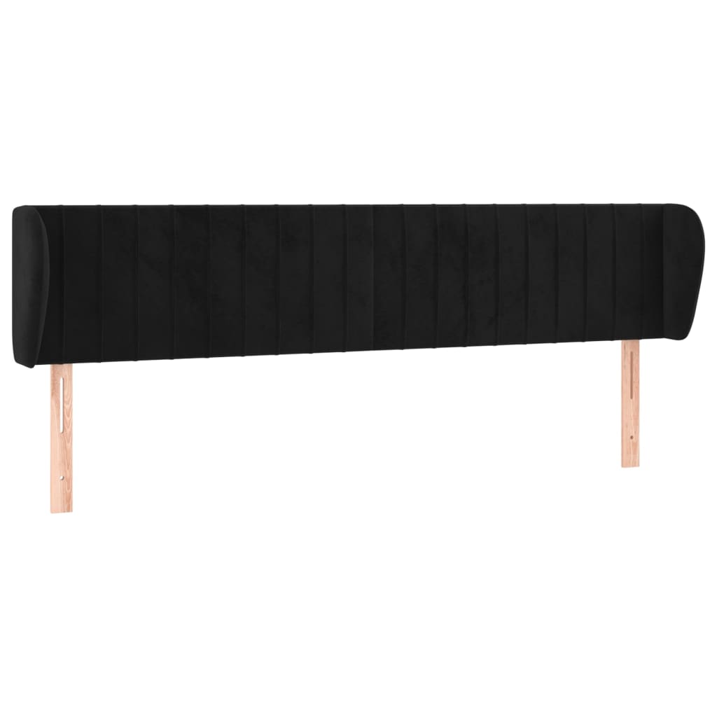 Tête de lit avec oreilles Noir 183x23x78/88 cm Velours