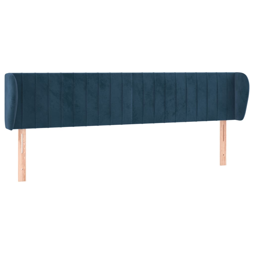 Tête de lit avec oreilles Bleu foncé 203x23x78/88 cm Velours