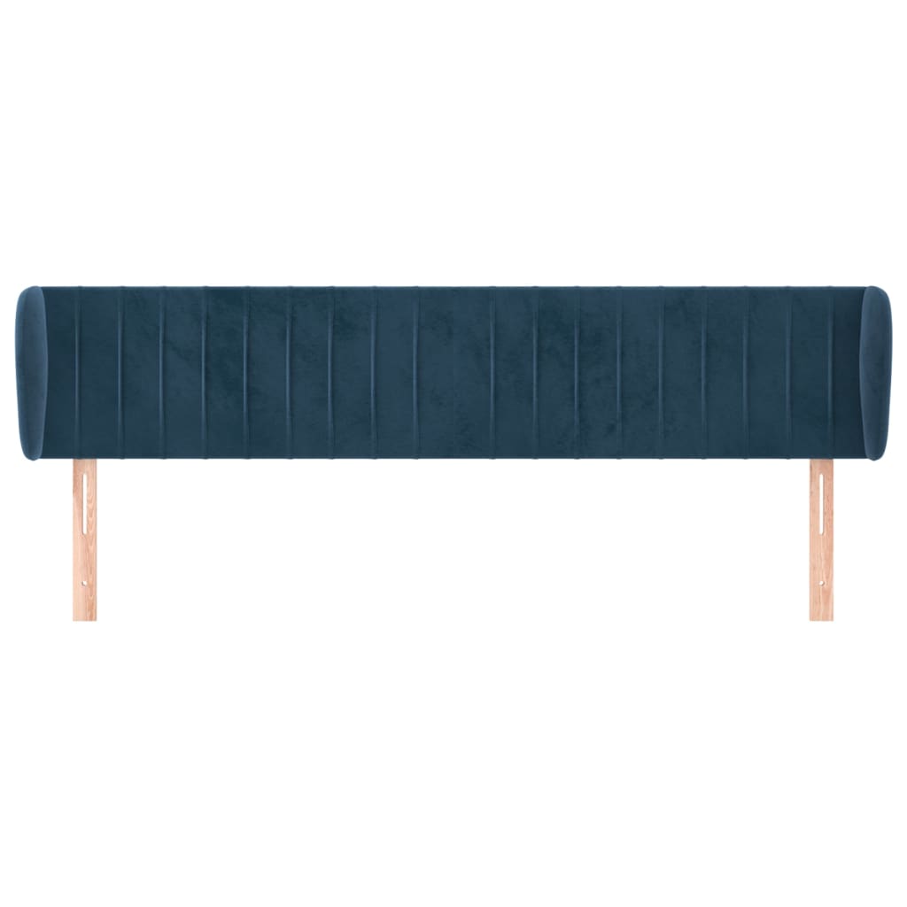 Tête de lit avec oreilles Bleu foncé 203x23x78/88 cm Velours