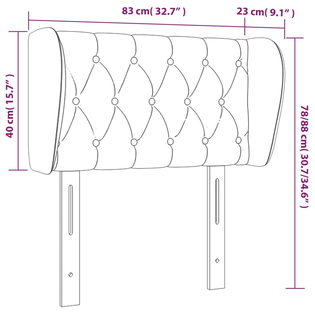 Tête de lit avec oreilles Gris clair 83x23x78/88 cm Tissu