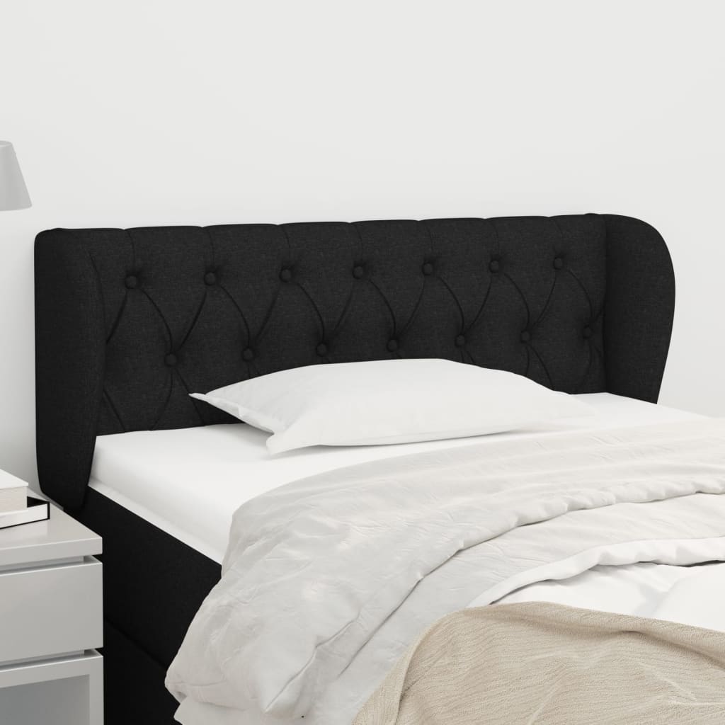 Tête de lit avec oreilles Noir 103x23x78/88 cm Tissu