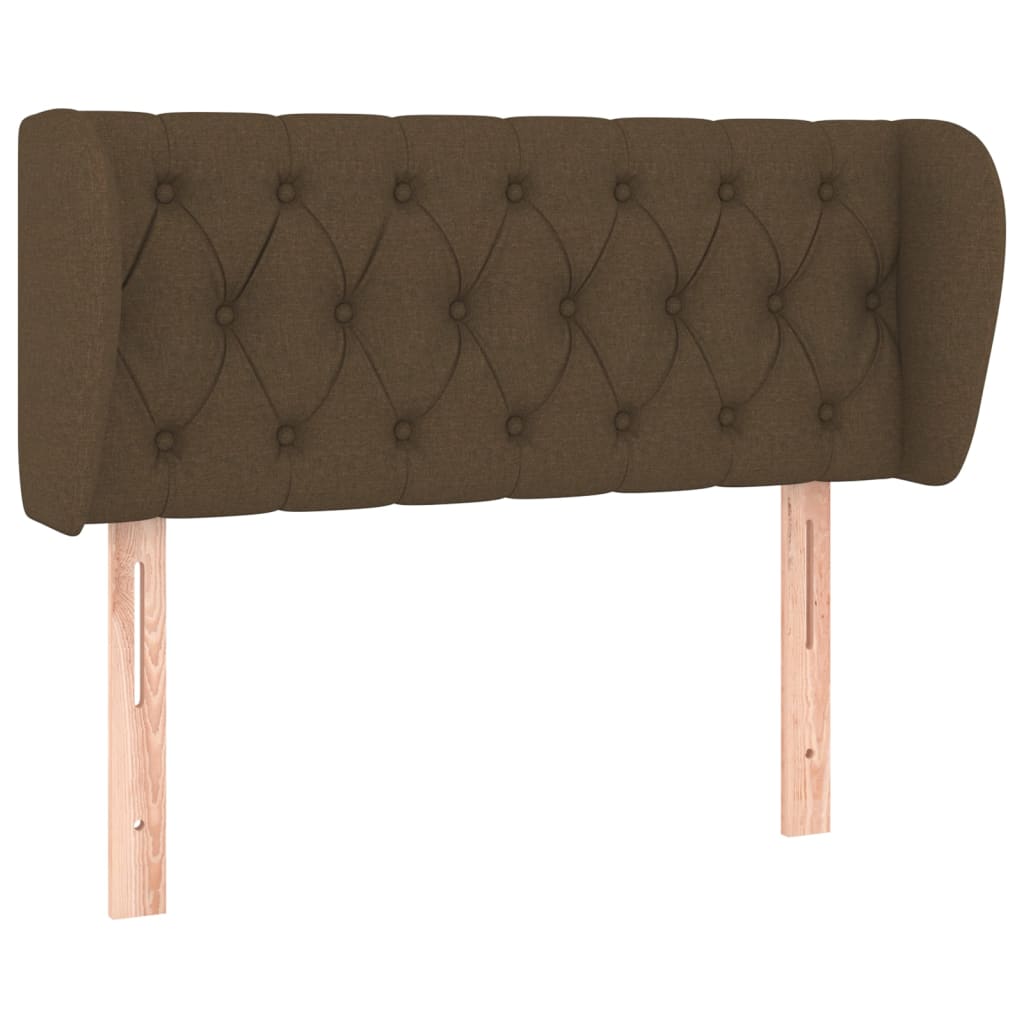 Tête de lit avec oreilles Marron foncé 103x23x78/88 cm Tissu