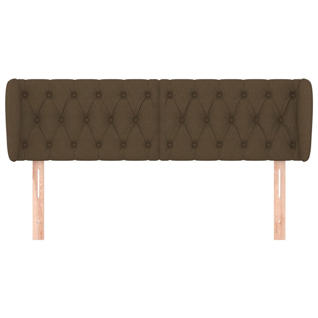 Tête de lit avec oreilles Marron foncé 147x23x78/88 cm Tissu