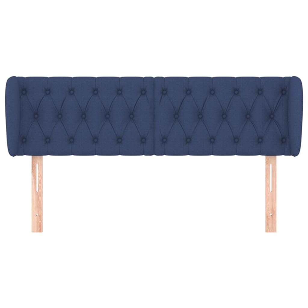 Tête de lit avec oreilles Bleu 147x23x78/88 cm Tissu