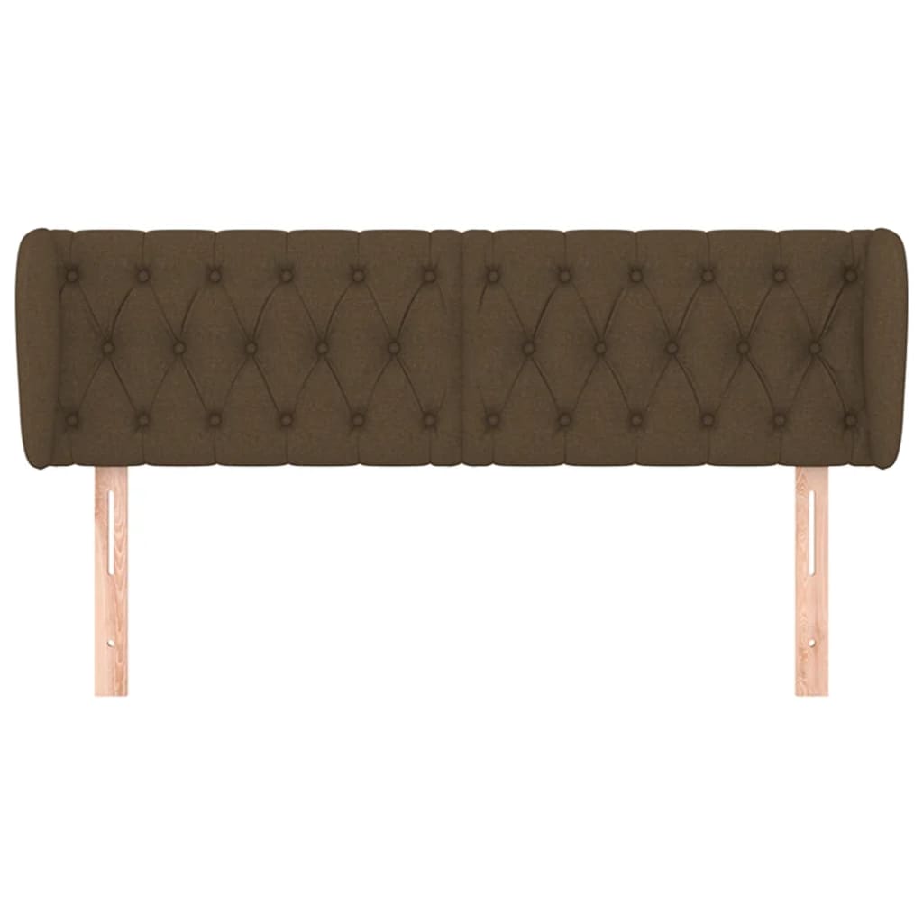 Tête de lit avec oreilles Marron foncé 163x23x78/88 cm Tissu