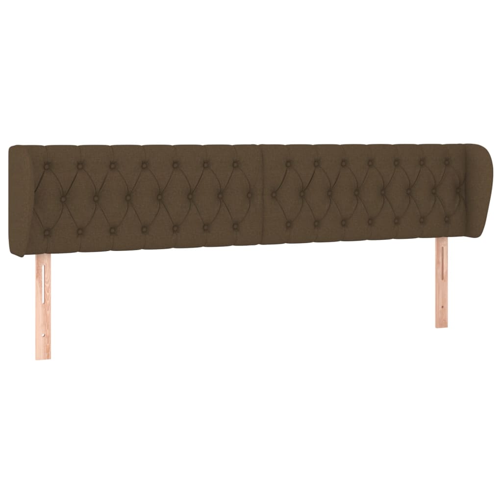 Tête de lit avec oreilles Marron foncé 183x23x78/88 cm Tissu