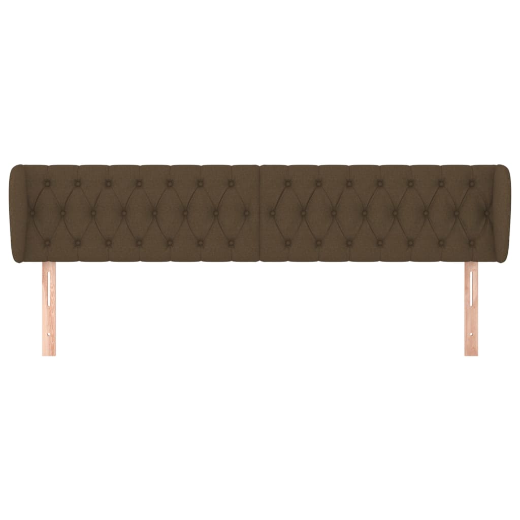 Tête de lit avec oreilles Marron foncé 203x23x78/88 cm Tissu