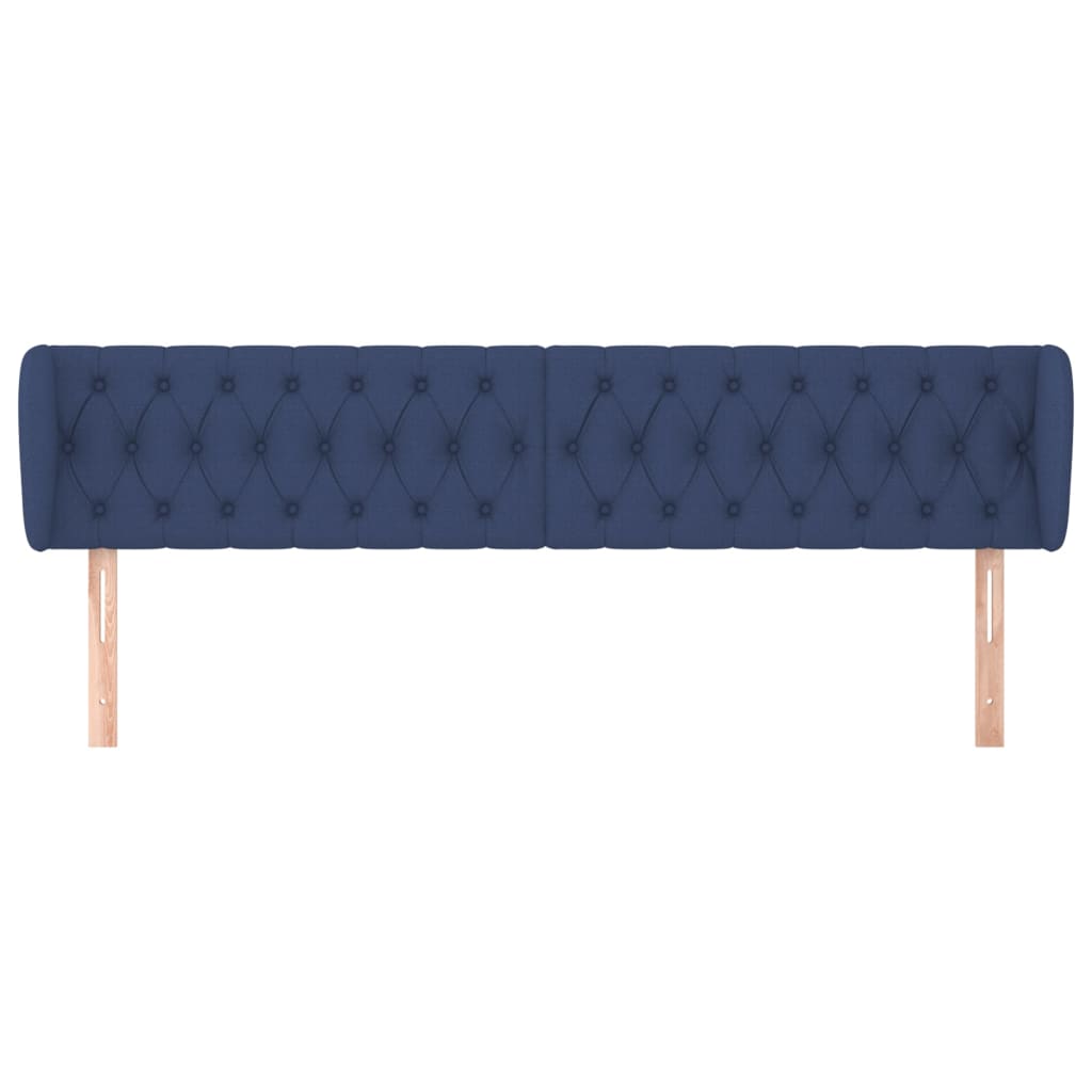 Tête de lit avec oreilles Bleu 203x23x78/88 cm Tissu