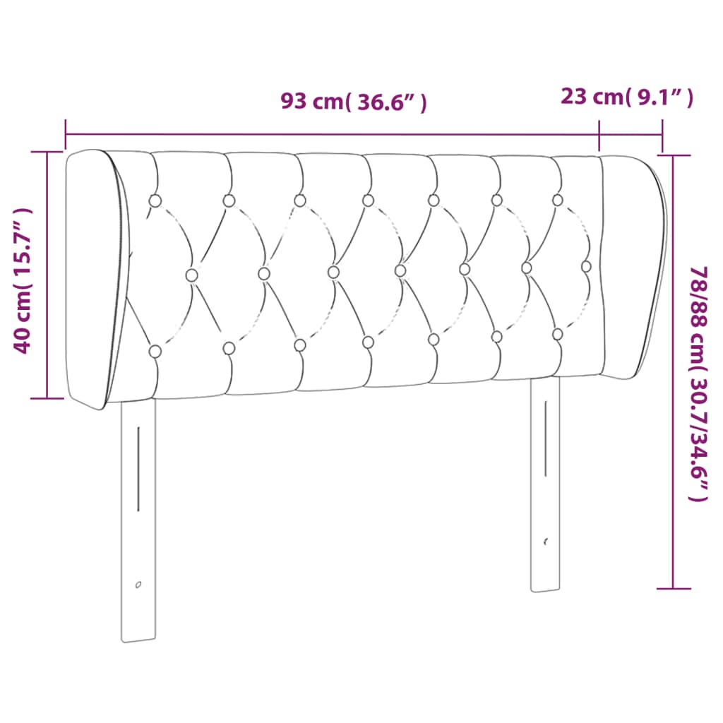 Tête de lit avec oreilles Gris foncé 93x23x78/88 cm Velours