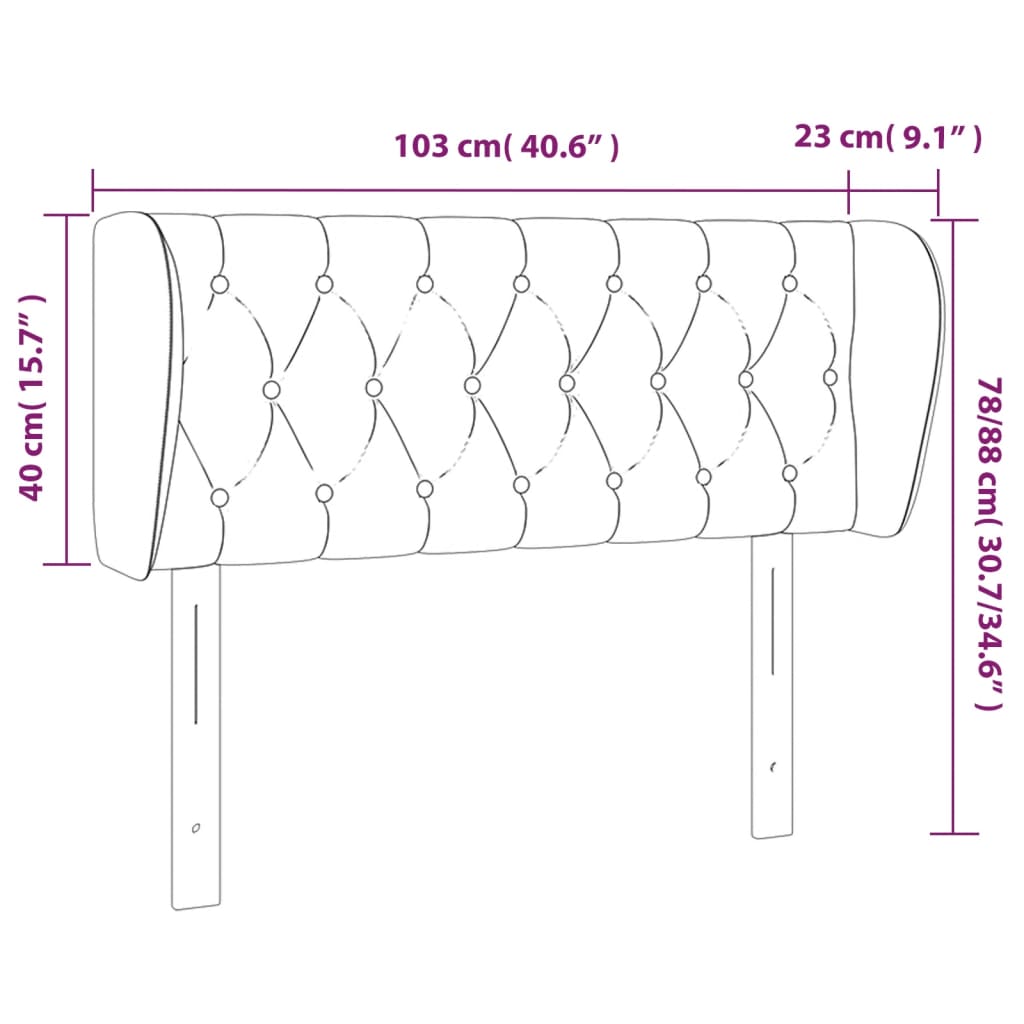 Tête de lit avec oreilles Gris clair 103x23x78/88 cm Velours