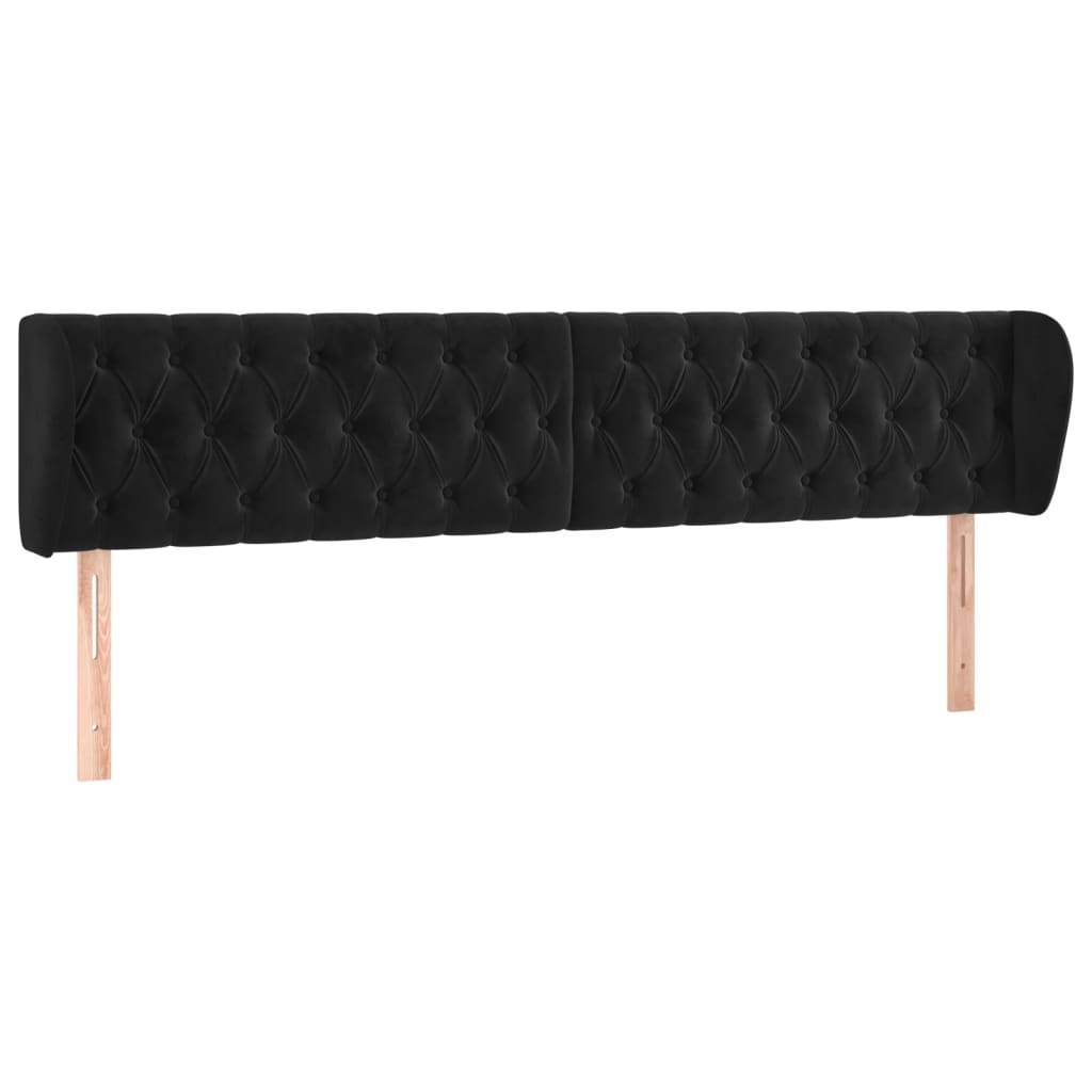 Tête de lit avec oreilles Noir 183x23x78/88 cm Velours