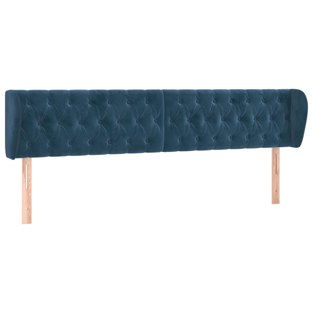 Tête de lit avec oreilles Bleu foncé 183x23x78/88 cm Velours