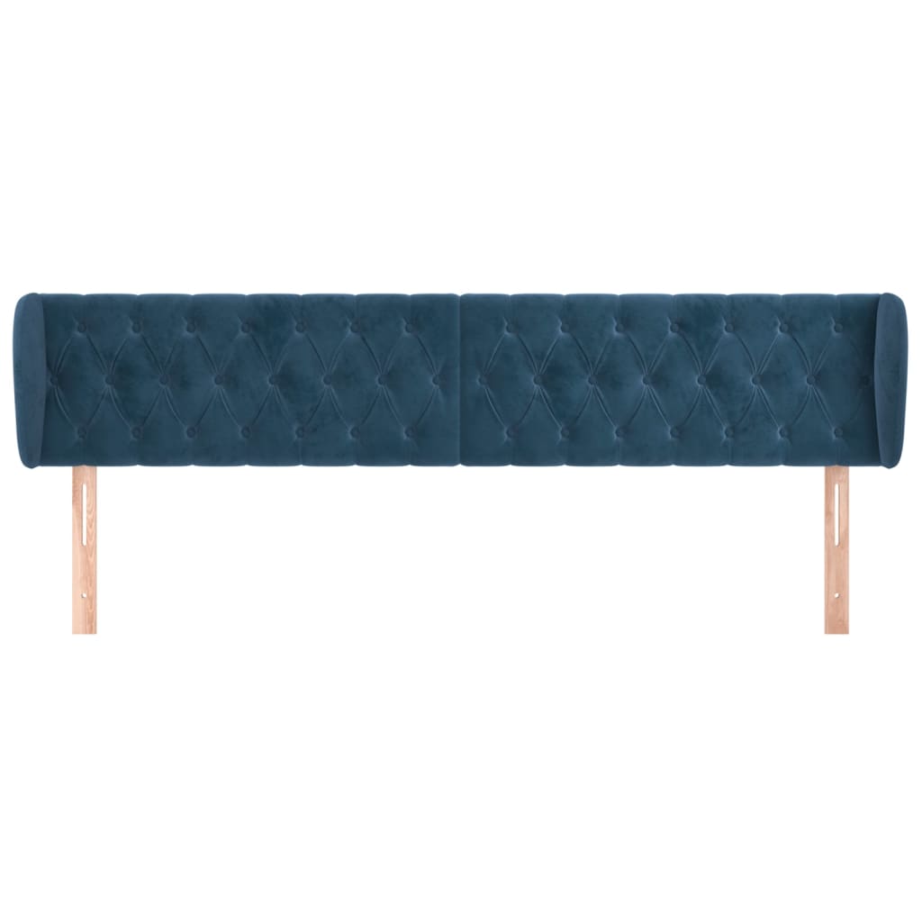 Tête de lit avec oreilles Bleu foncé 203x23x78/88 cm Velours