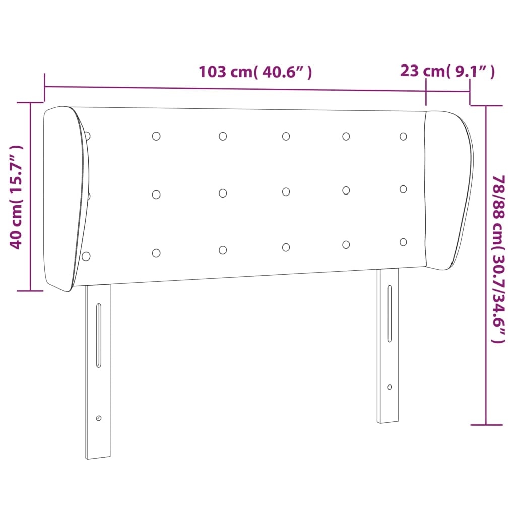 Tête de lit avec oreilles Noir 103x23x78/88 cm Tissu