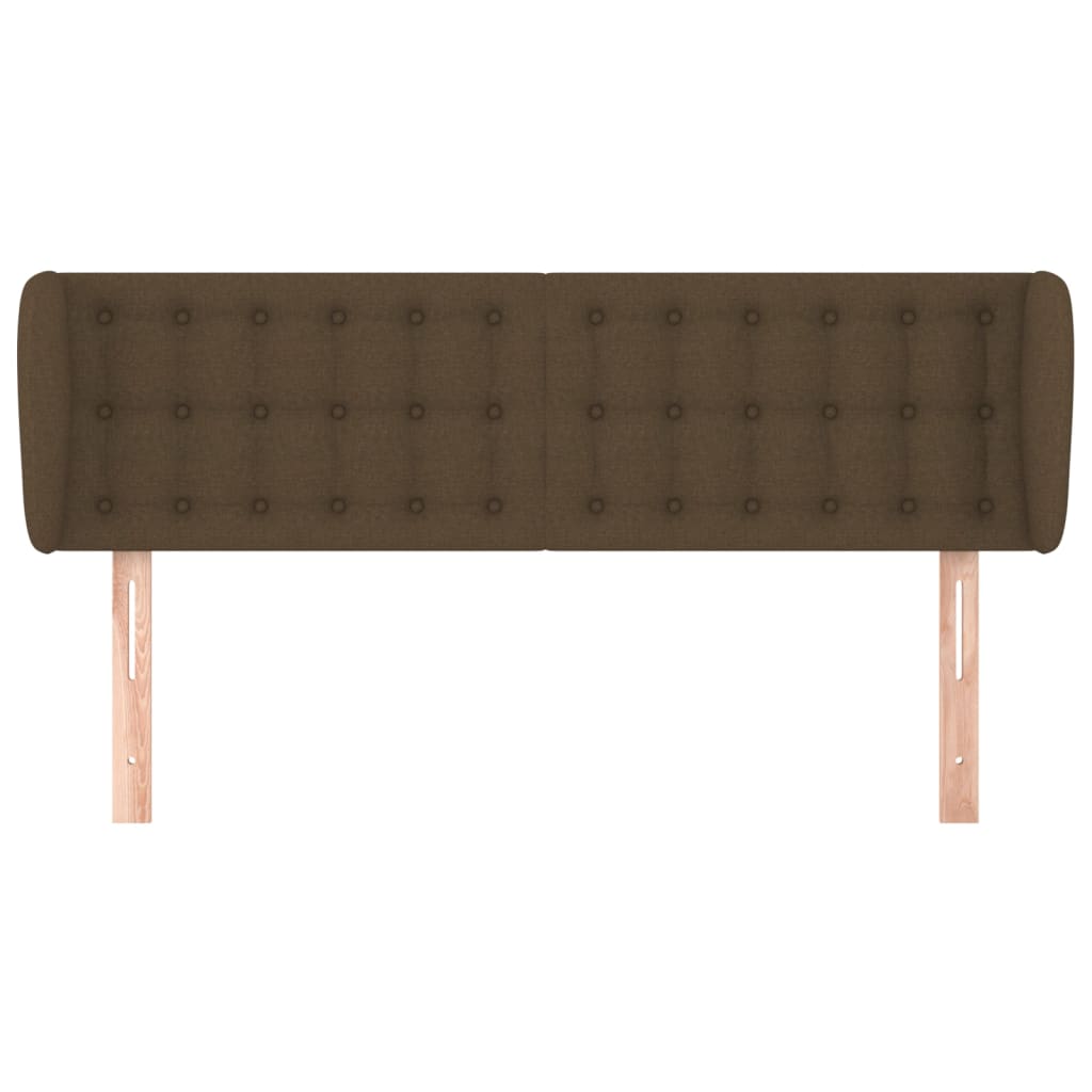 Tête de lit avec oreilles Marron foncé 147x23x78/88 cm Tissu