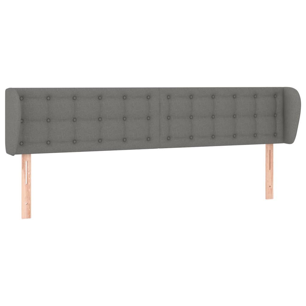 Tête de lit avec oreilles Gris foncé 163x23x78/88 cm Tissu