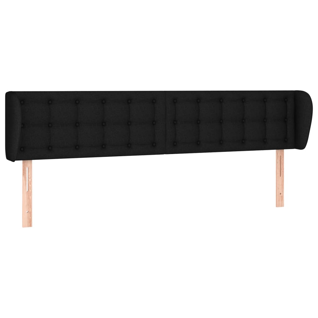 Tête de lit avec oreilles Noir 163x23x78/88 cm Tissu