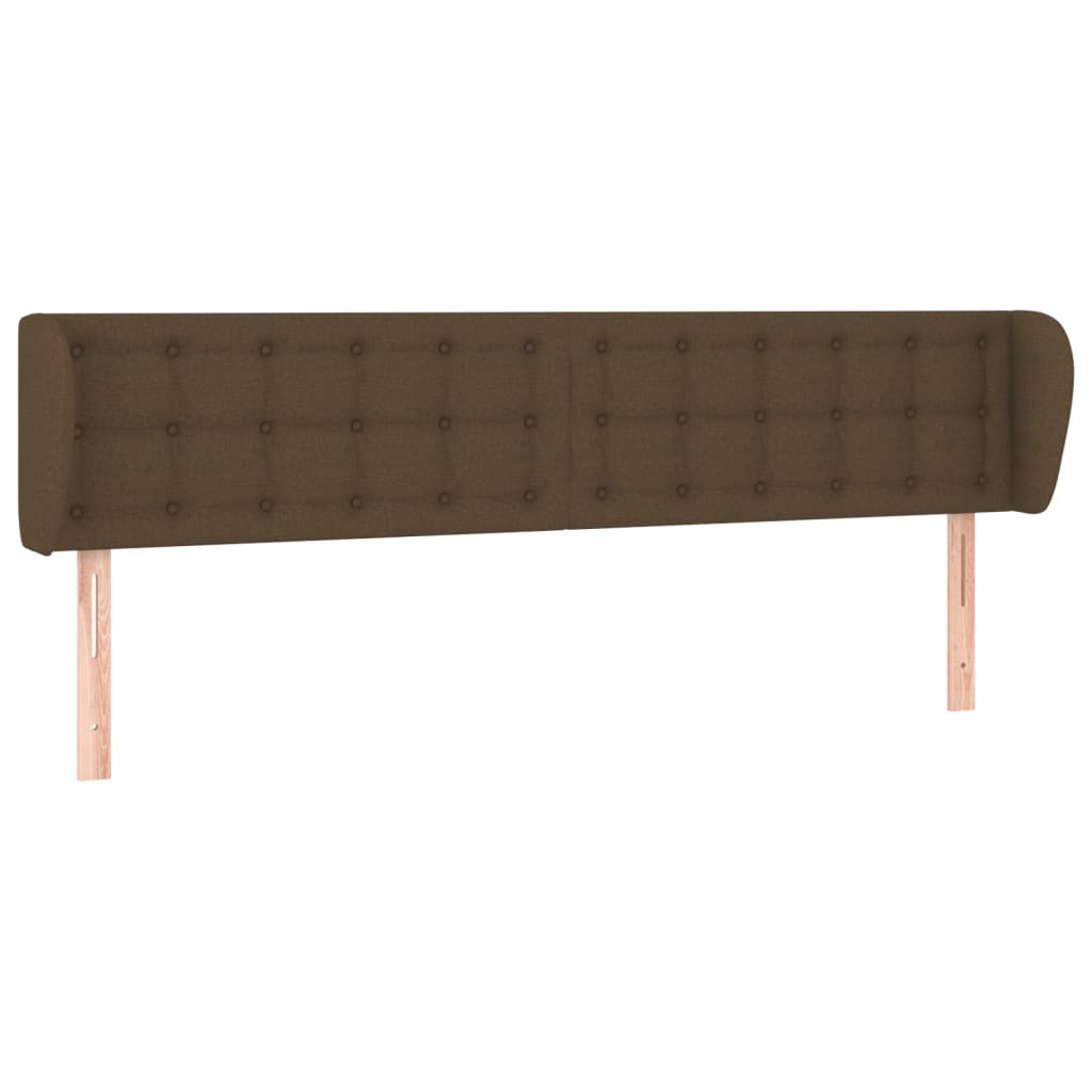 Tête de lit avec oreilles Marron foncé 163x23x78/88 cm Tissu