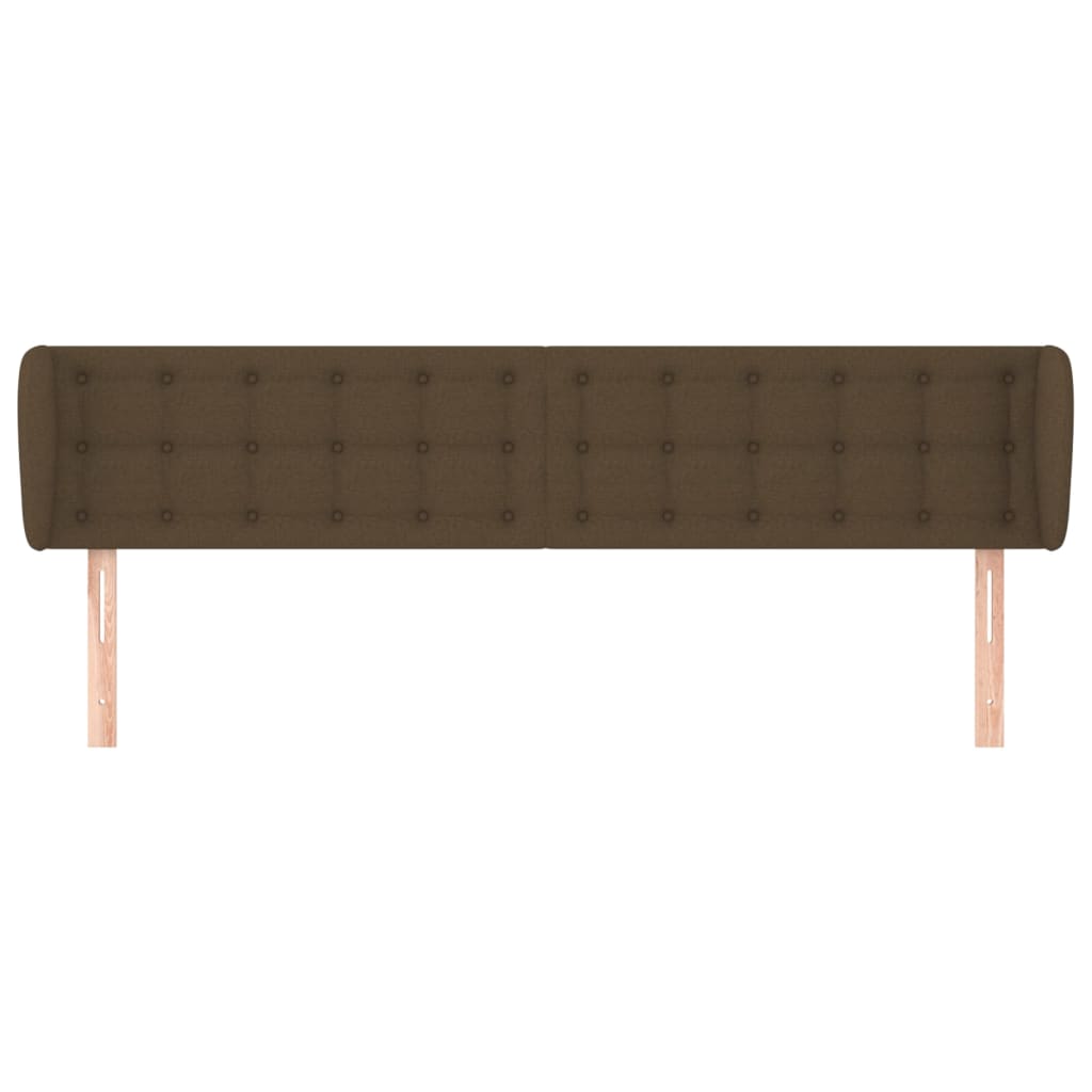 Tête de lit avec oreilles Marron foncé 163x23x78/88 cm Tissu