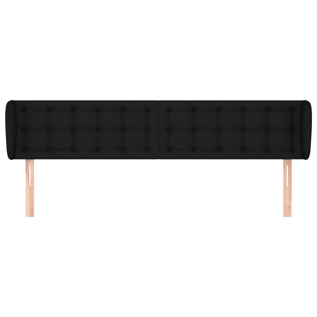 Tête de lit avec oreilles Noir 183x23x78/88 cm Tissu