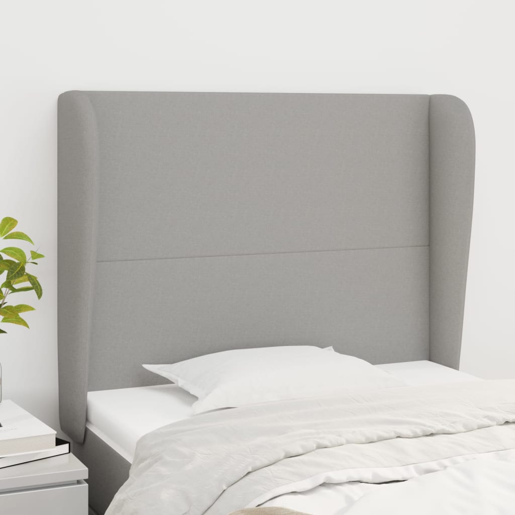 Tête de lit avec oreilles Gris clair 93x23x118/128 cm Tissu