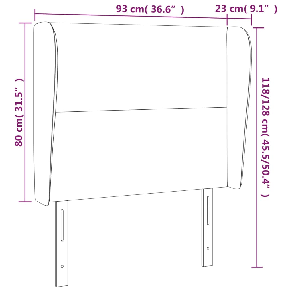 Tête de lit avec oreilles Bleu 93x23x118/128 cm Tissu