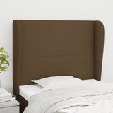 Tête de lit avec oreilles Marron foncé 103x23x118/128 cm Tissu