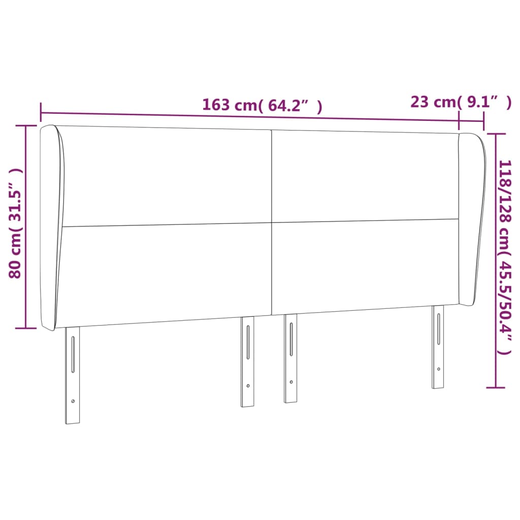 Tête de lit avec oreilles Crème 163x23x118/128 cm Tissu