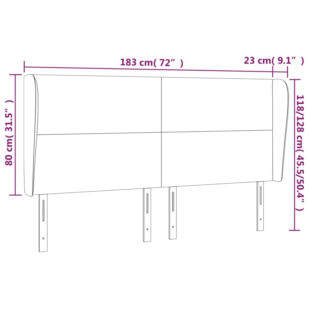 Tête de lit avec oreilles Crème 183x23x118/128 cm Tissu